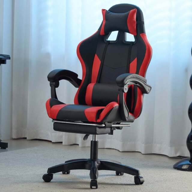 Home Source Neuro Red Ergonomic Gaming Chair with Adjustable Footrest and Headrest - Size: 122 x 60 x 43cm - Black - Wilko - image 1