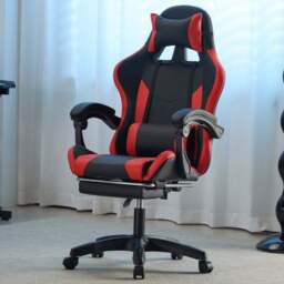 Home Source Neuro Red Ergonomic Gaming Chair with Adjustable Footrest and Headrest - Size: 122 x 60 x 43cm - Black - Wilko - thumbnail 1