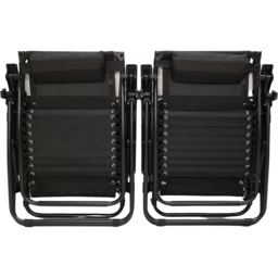 Samuel Alexander Set of 2 Black Multi Position Recliner Sun Lounger with Canopy - Size: 1 Seater - Wilko - thumbnail 4