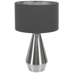 ValueLight Jax Charcoal Chrome Inner Shade Chrome Dimmable LED Touch Table Lamp - Size: 41 x 25 x 25cm - Silver - ValueLights - Wilko