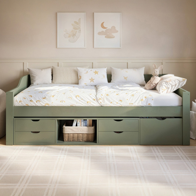 Flair Blair Single Green Storage Low Sleeper Bed - Wilko - image 1