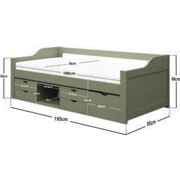 Flair Blair Single Green Storage Low Sleeper Bed - Wilko - thumbnail 7