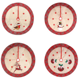 Shatchi Snowflake Christmas Tree Skirt 4 Pack - Brown - Wilko - thumbnail 1