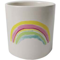 Botanik Multicolour Rainbow Ceramic Planter 12cm - Size: 12 x 12 x 12cm - Pink - Wilko