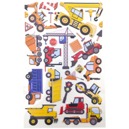 Walplus Heavy Construction Vehicle Double Sided Reusable Foam Window Sticker 27 Piece - Size: 0.3 x 30 x 55cm - Multi - Wilko - thumbnail 5