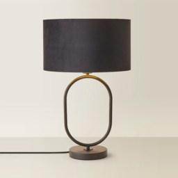 ValueLights Antonia Black Velvet and Gold Drum Shade Matte Black Oval LED Table Lamp - Size: 42.3 x 25 x 25cm - Wilko - thumbnail 6