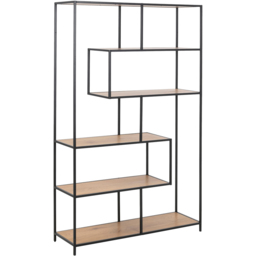 Florence Seaford 5 Shelf Oak and Black Metal Bookcase - Furniture To Go - Wilko - thumbnail 3