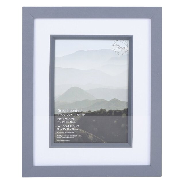 The Port. Co Gallery Inlay Grey Mounted Box Photo Frame 7 x 5 inch - Wilko - image 1