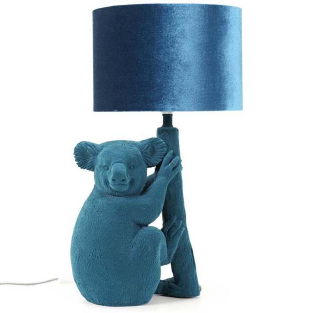 ValueLights Kevin Teal Velvet Koala LED Table Lamp - Size: 57.5 x 34.5 x 30cm - Blue - Wilko - image 1