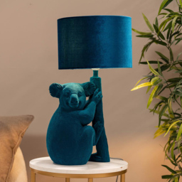 ValueLights Kevin Teal Velvet Koala LED Table Lamp - Size: 57.5 x 34.5 x 30cm - Blue - Wilko - thumbnail 3