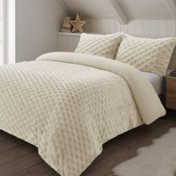 Velosso Single Cream Chunky Popcorn Duvet Set - Wilko - thumbnail 1