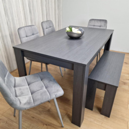 Kosy Koala 6 Seater Velvet Arrow Design Dining Bench Set Grey - Portland - Wilko - thumbnail 6
