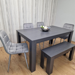 Kosy Koala 6 Seater Velvet Arrow Design Dining Bench Set Grey - Portland - Wilko - thumbnail 5