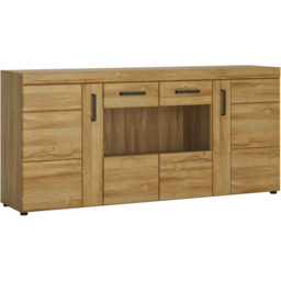 Florence Cortina 4 Door Grandson Oak Wide Glazed Sideboard - Size: 40 x 185 x 86cm - Brown - Furniture to Go - Wilko - thumbnail 3