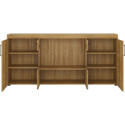 Florence Cortina 4 Door Grandson Oak Wide Glazed Sideboard - Size: 40 x 185 x 86cm - Brown - Furniture to Go - Wilko - thumbnail 4
