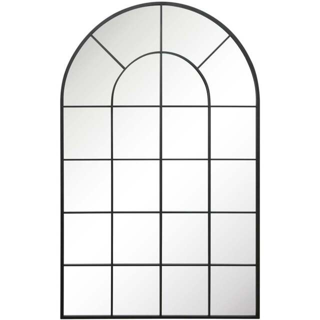 The Arcus Black Window Metal Leaner Wall Mirror 190 x 120cm - MirrorOutlet - Wilko - image 1