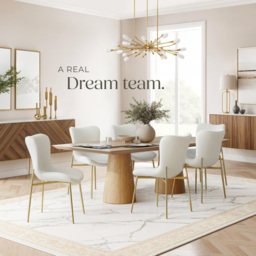 tectake Tessa Set of 4 White and Gold Boucle Padded Dining Chair - Wilko - thumbnail 4