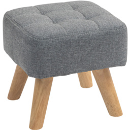 HOMCOM Grey Fabric Modern Footstool with Rubber Wood Legs - Size: 26 x 27 x 27cm - Wilko - thumbnail 3