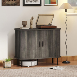 HOMCOM Grey Sideboard Storage Cabinet with Slatted Tambour Sliding Door - Size: 15 x 47 x 103cm - Wilko - thumbnail 5
