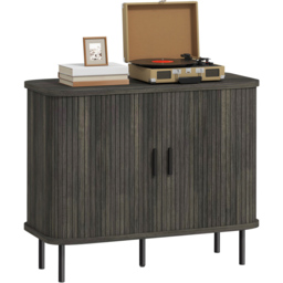HOMCOM Grey Sideboard Storage Cabinet with Slatted Tambour Sliding Door - Size: 15 x 47 x 103cm - Wilko - thumbnail 3