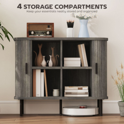 HOMCOM Grey Sideboard Storage Cabinet with Slatted Tambour Sliding Door - Size: 15 x 47 x 103cm - Wilko - thumbnail 7