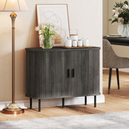 HOMCOM Grey Sideboard Storage Cabinet with Slatted Tambour Sliding Door - Size: 15 x 47 x 103cm - Wilko - thumbnail 4