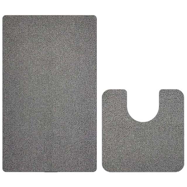 Nicoman Spaghetti Bath Mat and Pedestal Set - Size: 0.8 x 80 x 50cm - Grey - Wilko - image 1