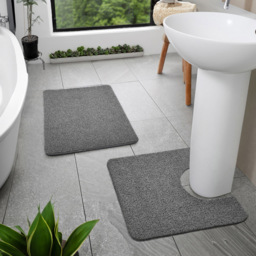 Nicoman Spaghetti Bath Mat and Pedestal Set - Size: 0.8 x 80 x 50cm - Grey - Wilko - thumbnail 3