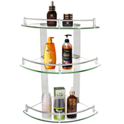 Living And Home 3 Tier Wall Mounted Corner Shelf - Size: 15 x 25 x 25cm - Silver - Wilko - thumbnail 4
