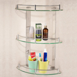 Living And Home 3 Tier Wall Mounted Corner Shelf - Size: 15 x 25 x 25cm - Silver - Wilko - thumbnail 6