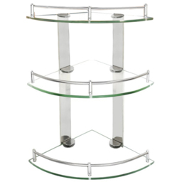 Living And Home 3 Tier Wall Mounted Corner Shelf - Size: 15 x 25 x 25cm - Silver - Wilko - thumbnail 1
