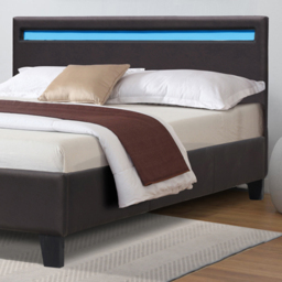 Comfy Living Small Double Brown Faux Leather Bed Frame with LED Strip - Wilko - thumbnail 3