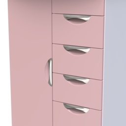 Crowndale Camden Single Door 6 Drawer Kobe Pink and White Kids Wardrobe Ready Assembled - Kobe Pink & White - Wilko - thumbnail 7