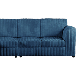 Luxor 4 Seater Marine Blue Jumbo Cord Left Hand Facing Full Back L Shaped Corner Sofa Set - Wilko - thumbnail 5