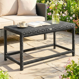 Outsunny Black PE Rattan Plastic Board Garden Coffee Table - Size: 43 x 80 x 40cm - Wilko - thumbnail 1