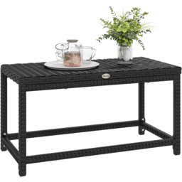 Outsunny Black PE Rattan Plastic Board Garden Coffee Table - Size: 43 x 80 x 40cm - Wilko - thumbnail 3