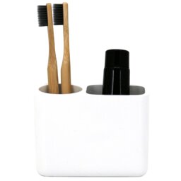 Blanco White Contemporary Toothbrush Holder - Size: 13 x 9 x 6cm - Wilko - thumbnail 1