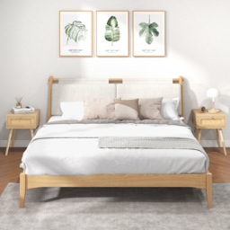 Costway Single Drawer Natural Bedside Table - Cream - Wilko - thumbnail 4
