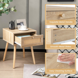 Costway Single Drawer Natural Bedside Table - Cream - Wilko - thumbnail 6