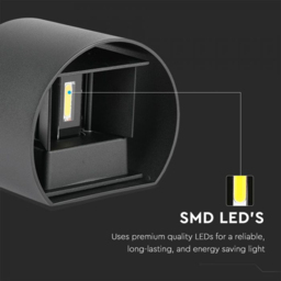 V-TAC Black Round Up and Down Cool White LED Outdoor Wall Light - Size: 11.5 x 14 x 10cm - Wilko - thumbnail 7