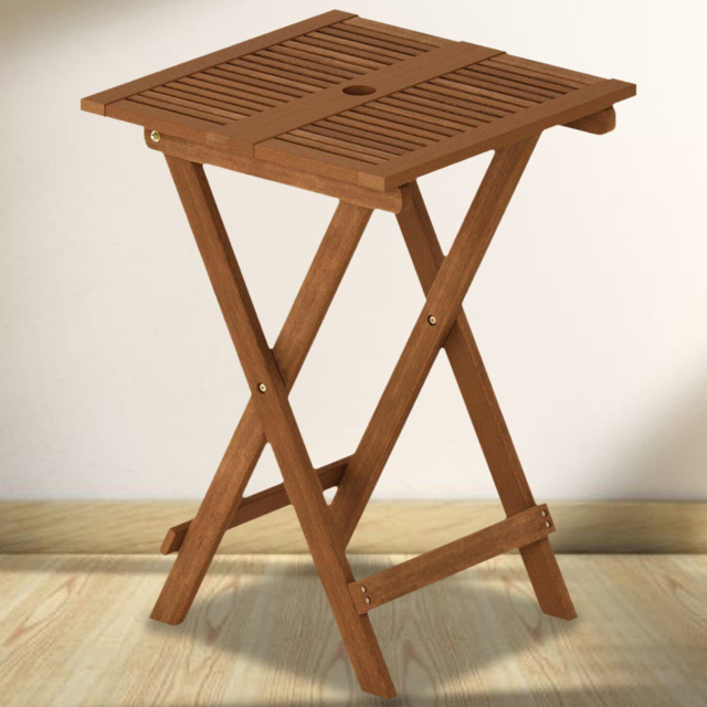 Walplus Tioman Natural Hardwood Folding Table - Size: 51.05 x 72.39 x 51.05cm - Brown - Wilko - image 1