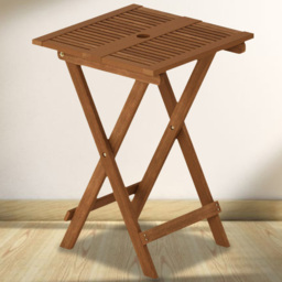 Walplus Tioman Natural Hardwood Folding Table - Size: 51.05 x 72.39 x 51.05cm - Brown - Wilko - thumbnail 1