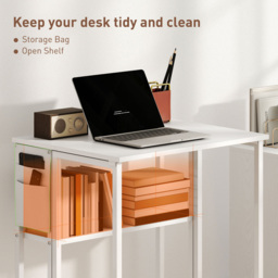 HOMCOM Single Shelf Foldable Computer Desk with Wheels and Side Bag White - Size: 75 x 50 x 63cm - Wilko - thumbnail 6
