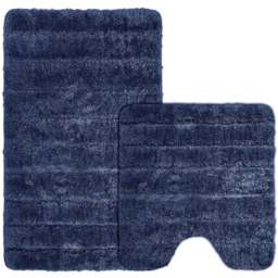 Velosso Lexington Navy Bath Mat Set - Size: 50 x 80 x 1cm - Blue - Wilko - thumbnail 1