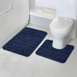 Velosso Lexington Navy Bath Mat Set - Size: 50 x 80 x 1cm - Blue - Wilko - thumbnail 3