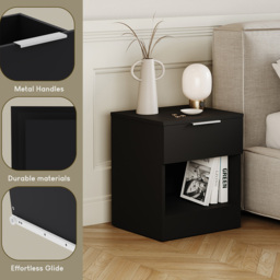 Vida Designs Trega Single Drawer Single Shelf Black Bedside Cabinet Set of 2 - Wilko - thumbnail 7