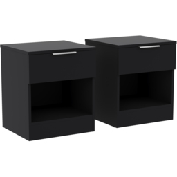Vida Designs Trega Single Drawer Single Shelf Black Bedside Cabinet Set of 2 - Wilko - thumbnail 4