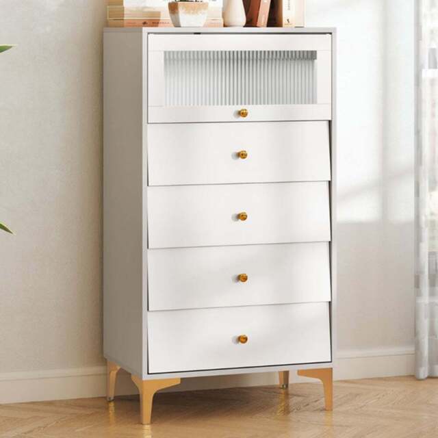 Costway 4 Drawer Single Door 3/4 Drawer Dresser Cabinet - Grey - Wilko - image 1