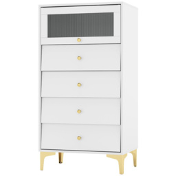 Costway 4 Drawer Single Door 3/4 Drawer Dresser Cabinet - Grey - Wilko - thumbnail 3