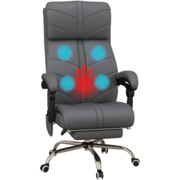 Portland Grey PU Leather Vibration Massage and Heat Office Chair with Footrest - Size: 117 x 70 x 64cm - Wilko - thumbnail 3
